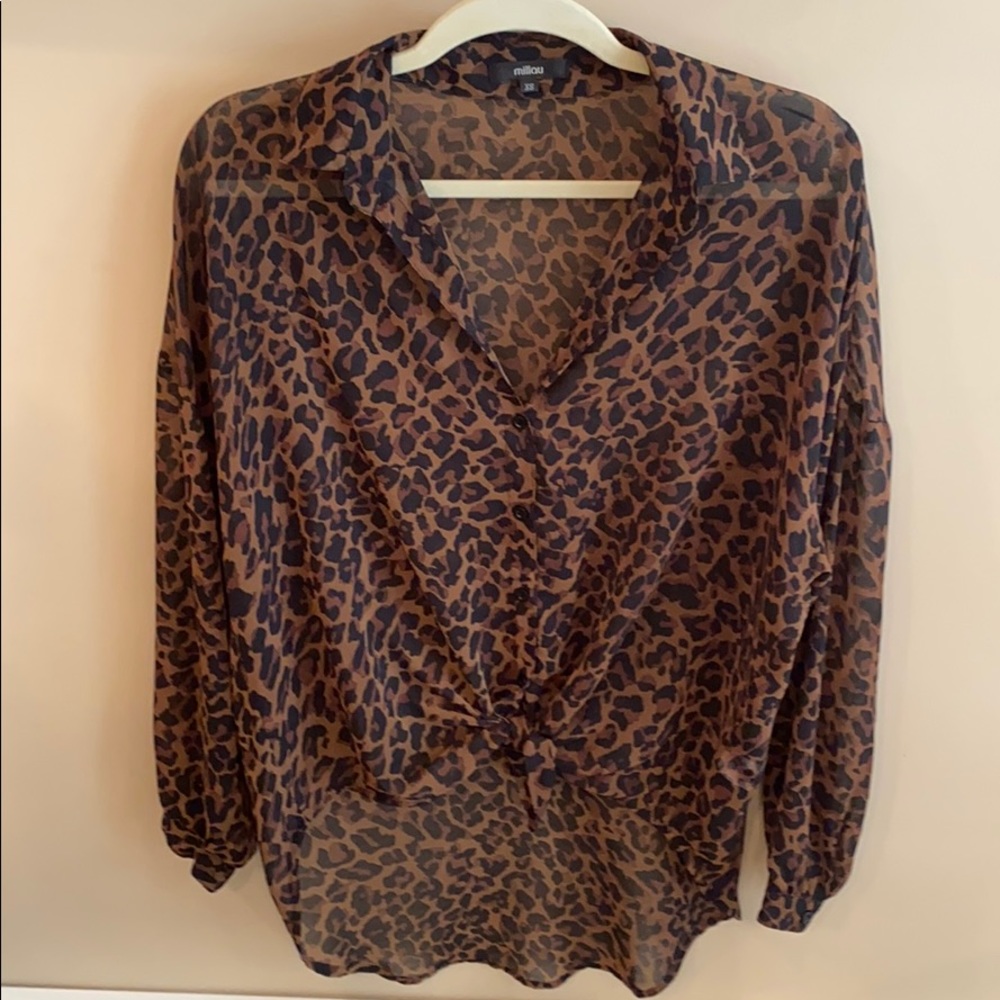 Millau Oversized Leopard Print Button Down Size XS